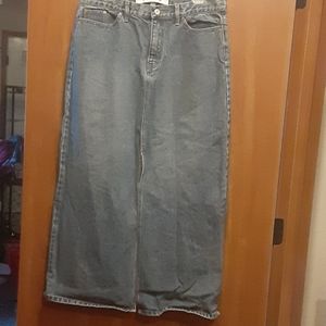 Full length slit front Jean skirt